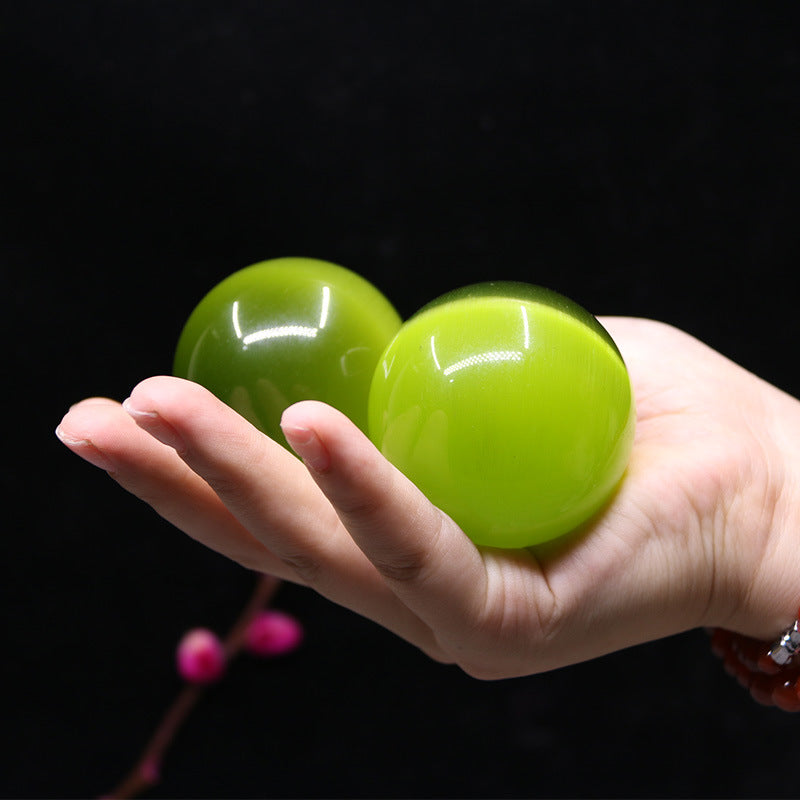Green Crystal Ball Decor - Cat's Eye Stone Fitness Ball