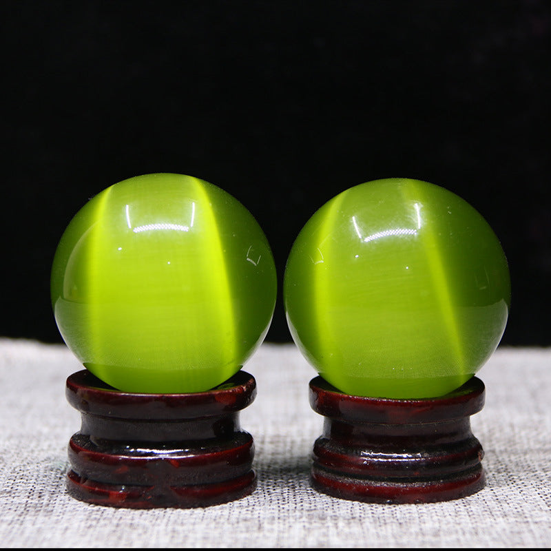 Green Crystal Ball Decor - Cat's Eye Stone Fitness Ball