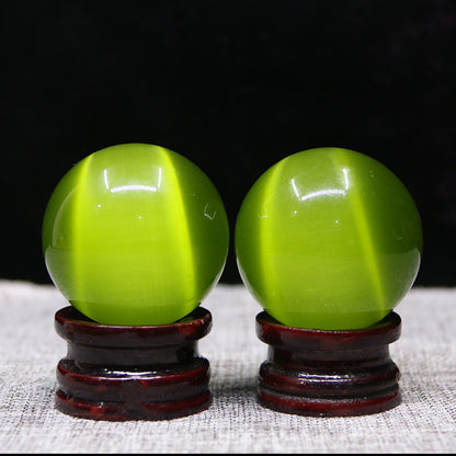 Green Crystal Ball Decor - Cat's Eye Stone Fitness Ball