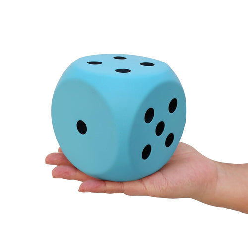 funnysquee 3.9 Inches Large Dice Stress Ball Toy PU Foam Dice Squishies Toys for Kids Board Game to Get Your Lucky Numbers! (Lucky Blue)