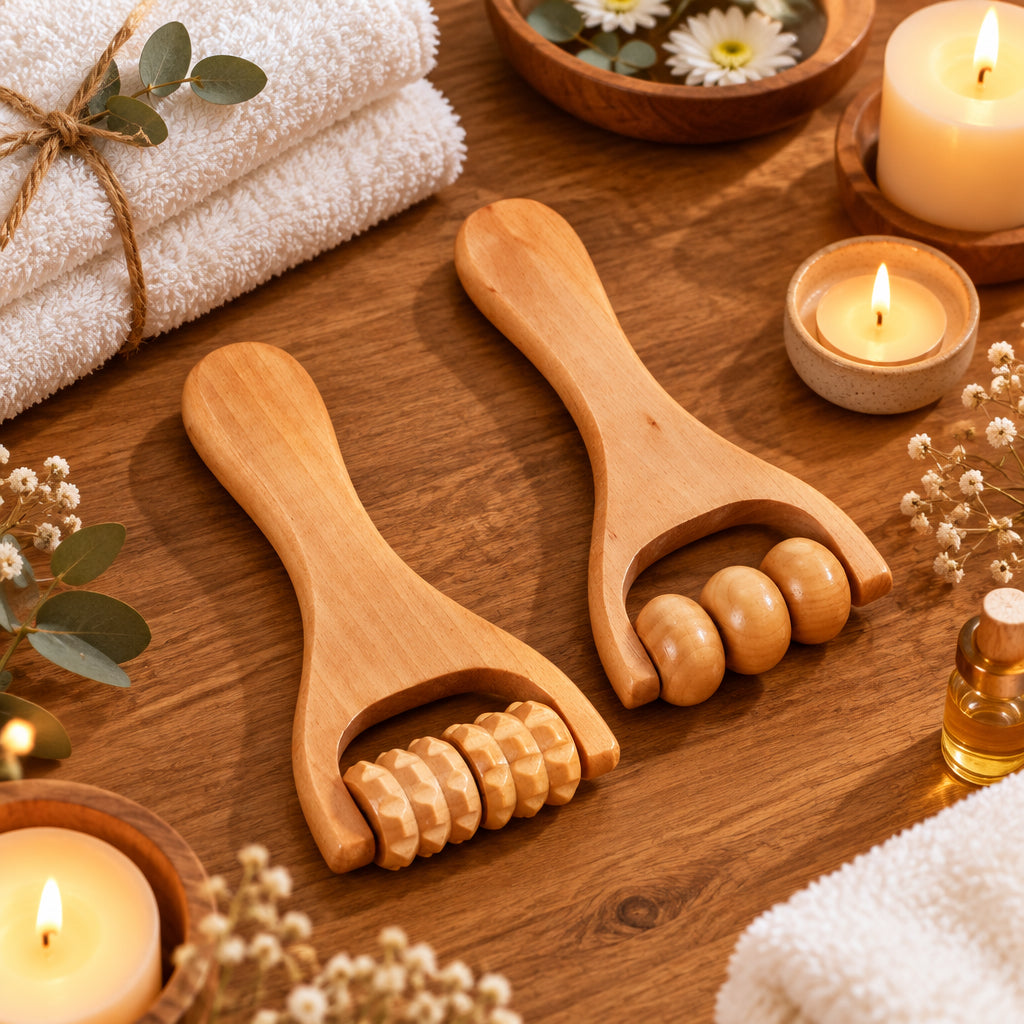 (2Pcs) Wooden Massage Roller Wooden Bead Massage