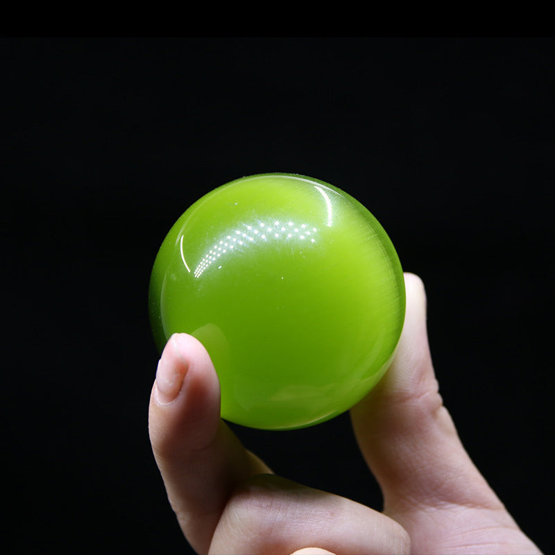 Green Crystal Ball Decor - Cat's Eye Stone Fitness Ball